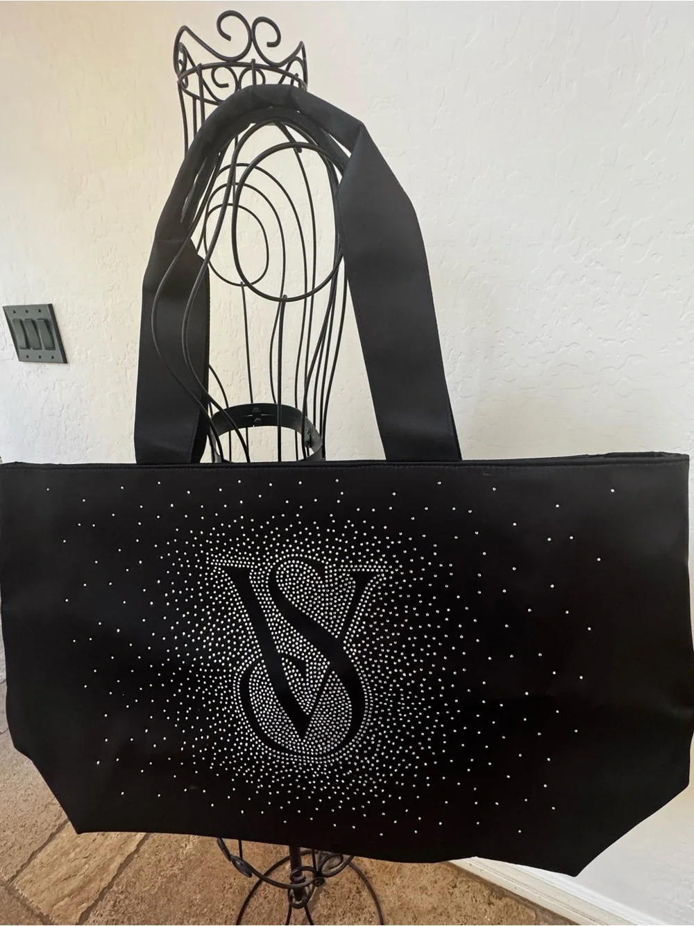 Victoria's Secret Black Tote with Rhinestone VS Logo